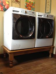 Washer Dryer On A Coffee Table Diy Pedestal Much Easier Than Washer And Dryer Pedestal Basement Laundry Room Laundry Room Makeover