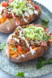 Taco Stuffed Sweet Potatoes Recipe Health Dinner Recipes Good Healthy Recipes Healthy Dinner Recipes