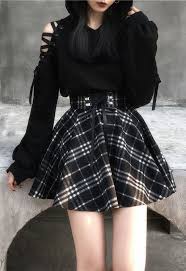 Black And White Plaid Skirt Outfit High Waist Black White Plaid Skirt In 2020 Cute Skirt Outfits Edgy Outfits Cute Casual Outfits