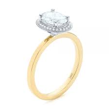 Platinum is denser, and thus more material weight is needed to produce the same ring than from white gold. 18k Yellow Gold And Platinum Two Tone Diamond Petite Halo Engagement Ring 105023 Seattle Bellevue Joseph Jewelry
