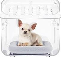 Acrylicolor Acrylic Small Pet Crate with Mat Pet Bed, Small Crate Cage for  Animal Dog Cat, Plush Bed (Clear)