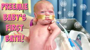 Learn the equipment you need and steps to take while giving your baby a bath, and how to keep your preemie warm during bath time. Preemie Baby S 1st Bath Our Nicu Journey Youtube