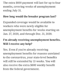 Is The Stimulus Unemployment 600 Retroactive For Those That Have Been Receiving Unemployment Unemployment