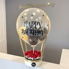 Birthday Flowers And Balloons Images Birthday Surprise Hot Air Balloon Flower Box Kl Kuala Lumpur Same Day Delivery Service Bloom Com My Birthday Balloon Delivery Flower Box Gift Balloons