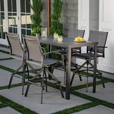 Naples 5 Piece Outdoor High Dining Set With 4 Swivel Bar Cha In 2020 Outdoor Bar Table Patio Dining Set Outdoor Bar Height Table