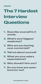 The 7 Hardest Interview Questions You Ll Be Asked Resumeway Interview Questions Job Interview Tips This Or That Questions