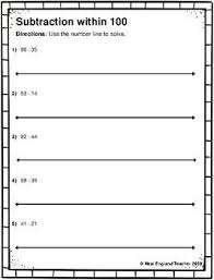 Subtraction Within 100 On The Number Line Worksheets Open Number Line Number Line Number Line Subtraction