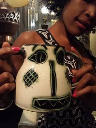 Oglesby Face Mug Studio Pottery Signed Folk Art Quite Stylish Two Faces Two  Handles