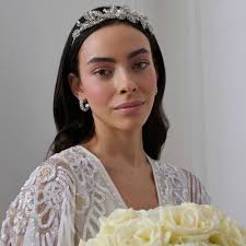 Crystal Pave Leaf And Pearl Tiara