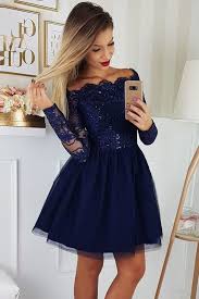 A Line Off The Shoulder Long Sleeves Short Homecoming Dresses With Applique Long Sleeve Homecoming Dresses Royal Blue Homecoming Dresses Blue Homecoming Dresses