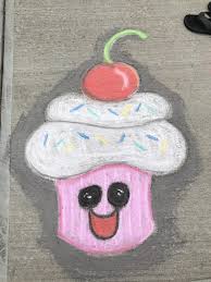 Many artists and designers prefer to loosely sketch ideas before refining them later on. Happy Cupcake Sidewalk Chalk Sidewalk Chalk Art Easy Chalk Drawings Sidewalk Art