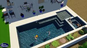 3d Pool Design Custom Rectangular Pool Design With Hot Tub Spa Tanning Ledge Design Your Rectangular Pool Inground Pool Designs Pools Backyard Inground