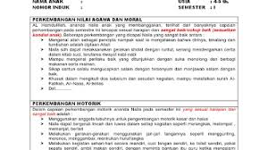 Contoh isi raport anak paud semester 1. Download Narasi Raport Tk Semester 2 Id Aplikasi