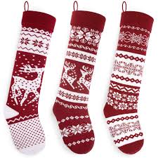 Monogrammed christmas stockings there's a sophisticated elegance to a holiday stocking adorned with a single initial. Starry Dynamo Knit Christmas Stockings 26 Inch Extra Long Hand Knitted Red White Big Little Reindeer Snowflakes Holiday Decor 3 Pack Big Reindeer Little Reindeer Snowflakes Extra Long 26 Buy Online In China At Desertcart