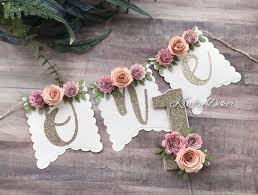 One High Chair Banner Floral High Chair Banner Boho Theme Birthday Decor Smash First Birthday Decorations First Birthday Themes Diy 1st Birthday Decorations