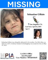 𝐂𝐡𝐢𝐥𝐝 𝐀𝐛𝐝𝐮𝐜𝐭𝐞𝐝 𝐛𝐲 𝐌𝐨𝐭𝐡𝐞𝐫 𝐢𝐧 𝟐𝟎𝟏𝟗 Sebastian  Gillain 📍 Location: Los Angeles, CA 📅 Last Seen: April 16, 2019 👤 Age: 6  📝 Case Number: M936018169 • Allegedly abducted by mother on