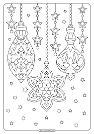 This coloring page for adults looks lovely in christmas colors like reds and greens. Printable Christmas Ornaments Adult Coloring Pages