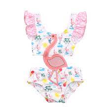 Sunisery Baby Girl Swimsuit Flamingo Swimwear Sleeveless Halter Bathing Suit Walmart Com