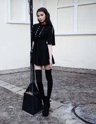 Ribbon Decorated Gothic Harajuku Japanese Black Dress Harajuku Tokyo Japan Japanese Harajuku Street Fashion Str Vetements Gothiques Mode Robe Noire