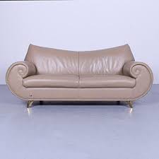 Bretz Gaudi Designer Leder Sofa Beige Zweisitzer Couch Echtleder 5696 Sofa Couch Furniture