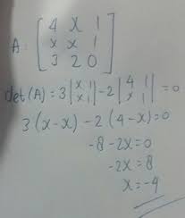 Sedangakan d itu sendiri adalah determinan. Matriks A 4 X 1 X X 1 3 2 0 Adalah Matriks Singular Brainly Co Id