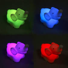 1 Pcs 7 Color Changing Elephant Led Night Light Lamp With Battery Part Gifts Leads