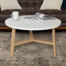 Table finished with two coats of penetrating oil on the legs and three coats on the top. Manor Park Mid Century Modern Round Coffee Table White Marble Light Oak Walmart Com Walmart Com