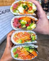 Poke Burritos From Pokeworksco You Can Customize Your Burrito Choosing Proteins Ahi Albacore Salmon Scallop Sh Aesthetic Food Pretty Food Food Goals
