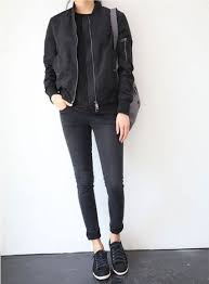 Black Bomber Jacket Outfits Womens The Bomber Jacket You Need In Your Closet Black Outfit Bomber Jacket Outfit Korean Fashion