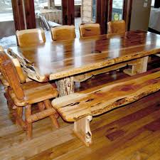 Juniper Hybrid Dining Table Bench Set Log Home Kitchens Kitchen Table Settings Rustic Kitchen Tables