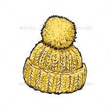 Bright Yellow Winter Knitted Hat With Pompon Knitted Hats Winter Knit Hats Winter Knits