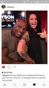Open edition print portrait art posters. Clydebank Super Fan Carla Fleming Meets Idol Mike Tyson And He Loved Her Tattoos Clydebank Post