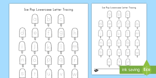 You can print this free alphabet tracing worksheet . Ice Pop Lowercase Letter Tracing Worksheet