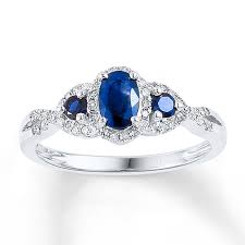 Blue sapphire cluster heart ring in 10k gold. Natural Sapphire Ring 1 6 Ct Tw Diamonds 10k White Gold Kay Outlet