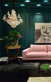 Glamorous Green Decorating With This Seasons Hottest Color Ashlina Kaposta In 2020 Pink Living Room Dark Green Living Room Living Room Green