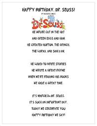 Dr Suess Inspired Poem Dr Seuss Activities Seuss Classroom Dr Seuss Day