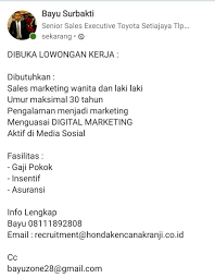 Toko roti cari di antara 17.000+ lowongan kerja terbaru di indonesia dan di luar negeri gaji yang layak pekerjaan penuh waktu, sementara dan paruh waktu cepat & gratis.depok. Bayu Cakra Buana Bayuzone28 Twitter