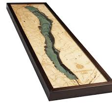 Canandaigua Lake Ny Wood Carved Topographic Depth Chart Map
