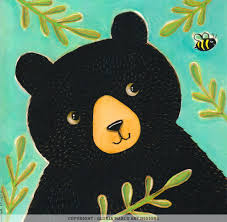 Honey Bear Art Block Whimsical Folk Art Painting By Gloriaandmarco Classroom Art Kinderbilder Illustration Kreativ