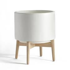 Florian Ceramic Planter With Wooden Stand White Am Pm La Redoute