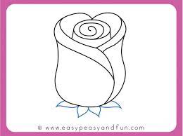 Draw a smaller arc within the open oval, with its ends meeting the left and bottom sides of the oval. How To Draw A Rose Easy Step By Step For Beginners And Kids Easy Peasy And Fun