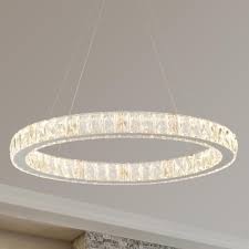 24 In Chrome Integrated Led Pendant With Clear Crystals Home Decorators Collection 20748 001 Home Decorators Outlet