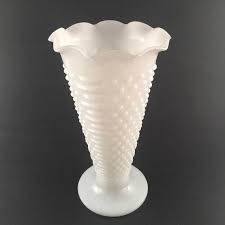 We'll review the issue and make a decision about a partial or a full refund. Vintage Fire King Milk Glass Hobnail Tall Vase Ruffled Edge Etsy Milk Glass Vintage Fire King Hobnail Vase
