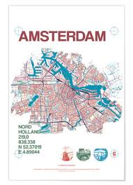 You can use this amsterdam map to find your favourite amsterdam attractions or amsterdam streets. Mapa De Amsterdam De Campus Graphics Posterlounge Es