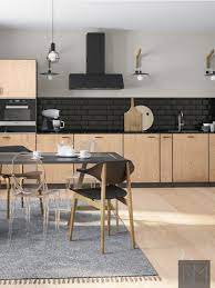 An oak kitchen with stainless steel appliances combined with black. Kitchen Cabinet Doors For Ikea Kitchen Cabinets Metod Nordic