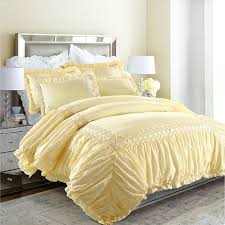 The bedspread is elegant to look at and luxurious and comfortable to touch and feel. Elegant White And Yellow Vintage Victorian Lace Ruffle Luxury Feminine Full Queen Size Bedding Sets Hipsterbedding Com
