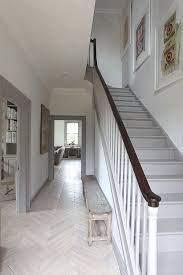 If you have a high ceiling in your hallway, a big glass chandelier will look amazing, especially if the light is reflected in a mirror. Small Hall Stairs And Landing Decorating Ideas Modern Country Style Stairs And Hallway Ideas Grey And White Hallway