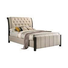 The embassy home shoals 6/6 upholstered tufted sleigh footboard is available for order in the 10 chicago area locations snapshot full screen. Button Tufted Padded Upholstered Fabric King Size Headboard In Beige Furniture Headboards Footboards