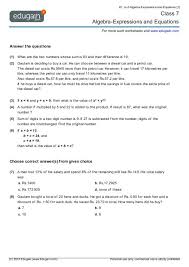 4th grade language arts worksheets. Algebra Worksheets Grade 6 7 Expressions And Equations Algebraic With Elsewherelit