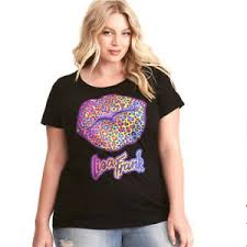 Details About Torrid Womens Lisa Frank Lips Fitted Tee Shirt Top Black Plus Size 1 14 16
